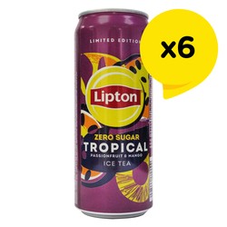 Lipton Zero Sugar Tropical Passion Fruit &amp; Mango Iced Tea 6 x 320 мл